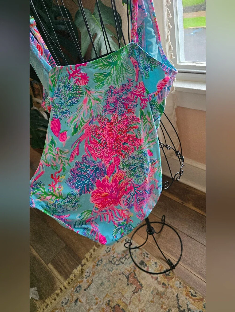 ✨ Lilly Pulitzer Aemma Ruffle One-Piece Swimsuit | Size 14 | Coral & Blue ✨ EUC